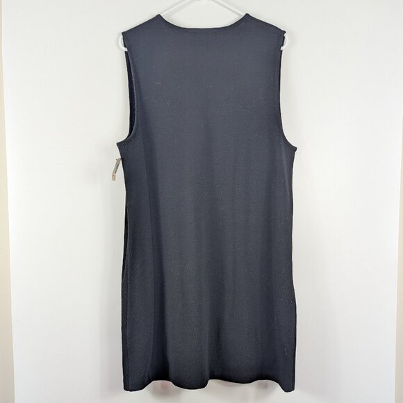Andrea Jovine Sleeveless Button Up Sweater Dress Black Wool NEW VINTAGE Large - Picture 2 of 6